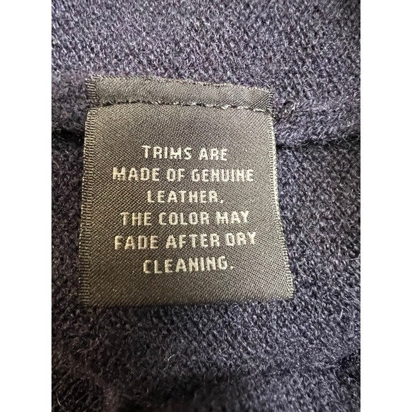 Cashmere mens quarter zip pullover MED leather pull lg sleeve‎ quiet luxury - Picture 8 of 11